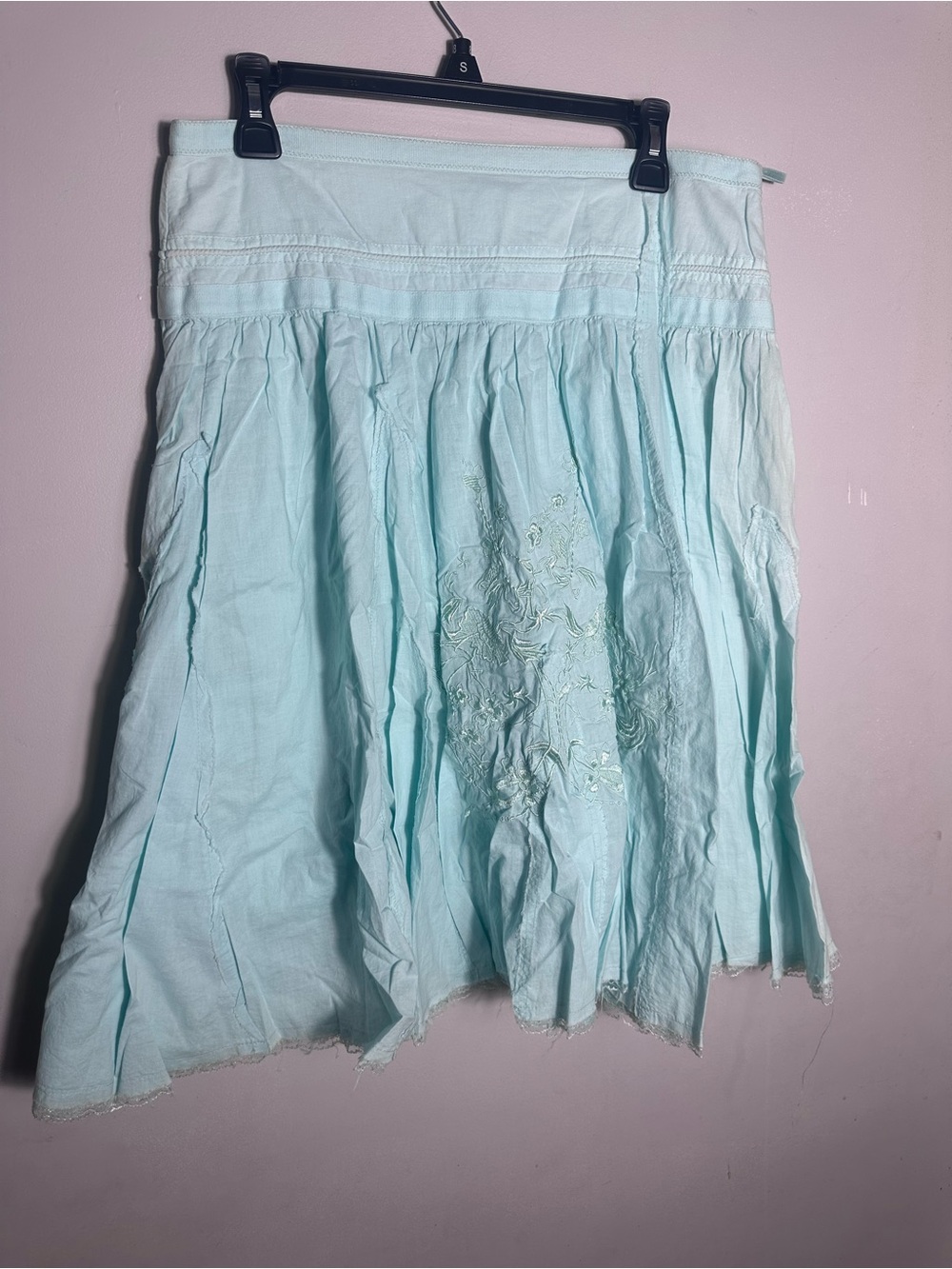 Light Aqua Embroidered Circle Skirt